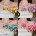 Old Money Style Iron Enamel Flower Stud Earrings Necklace Jewelry Set For Women view 1