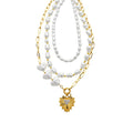 French Vintage Faux Pearl Beaded Layered Heart Pendant Collarbone Necklace For Women view 5