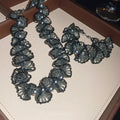 French Vintage Artificial Crystal Lace Beaded Pearl Necklace Bracelet Jewelry Set For Women view 3