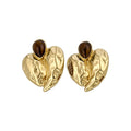 European American Retro Alloy Tiger Eye Heart Stud Earrings Necklace Jewelry Set view 5