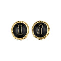 French Vintage Alloy Round Enamel Wrinkle Open Ring And Stud Earrings Jewelry Set For Women view 5