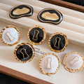 French Vintage Alloy Round Enamel Wrinkle Open Ring And Stud Earrings Jewelry Set For Women view 2