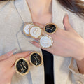 French Vintage Alloy Round Enamel Wrinkle Open Ring And Stud Earrings Jewelry Set For Women view 1