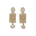 Vintage Alloy Full Rhinestone Square Stud Earrings Court Style Luxe Geometric Jewelry view 5
