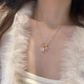 18K Gold Plated Copper French Vintage Zircon Square Pendant Necklace Light Luxury Collarbone Chain view 2