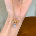 18K Gold Plated Copper French Vintage Zircon Square Pendant Necklace Light Luxury Collarbone Chain view 1