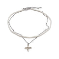 Light Luxury Faux Pearl Beaded Flower Pendant Double Layer Clavicle Necklace With Rhinestone Accents view 5