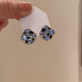 Light Luxury Alloy Stud Earrings With Sparkling Zircon Irregular Hollow Geometric Design view 3
