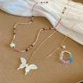 Colorful Stone Beaded Freshwater Pearl Pendant Necklace For Women Light Luxury Geometric Choker view 2