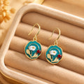 Elegant New Chinese Enamel Flower Natural Pearl Red Crystal Luxury Dangle Drop Earrings view 3