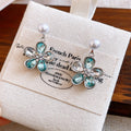 Alloy Pearl Flower Rhinestone Drop Earrings Sweet Korean Style Silver Needle Jewelry view 4