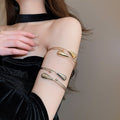 Modern Minimalist Iron Double Layer Teardrop Open Bangle For Women view 1