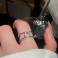 Vintage Elegant Double Layer Resin Ring With Zircon Gourd Geometric Design For Women view 4