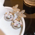 Elegant Butterfly Flower Faux Pearl Rhinestone Drop Earrings With Silver Needle For Women view 3