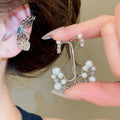 Copper Zircon Fish Tail Clip-on Earrings, Minimalist Animal Ear Cuff Jewelry view 1