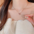 18K Gold Plated Copper Zircon Flower Earrings And Necklace Jewelry Set Vintage Court Style view 2