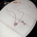 18K Gold Plated Copper Zircon Flower Earrings And Necklace Jewelry Set Vintage Court Style view 3
