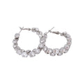 Copper Zircon Crystal Round Hoop Earrings, Geometric Light Luxury Fashion Ear Jewelry view 5
