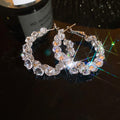 Copper Zircon Crystal Round Hoop Earrings, Geometric Light Luxury Fashion Ear Jewelry view 4