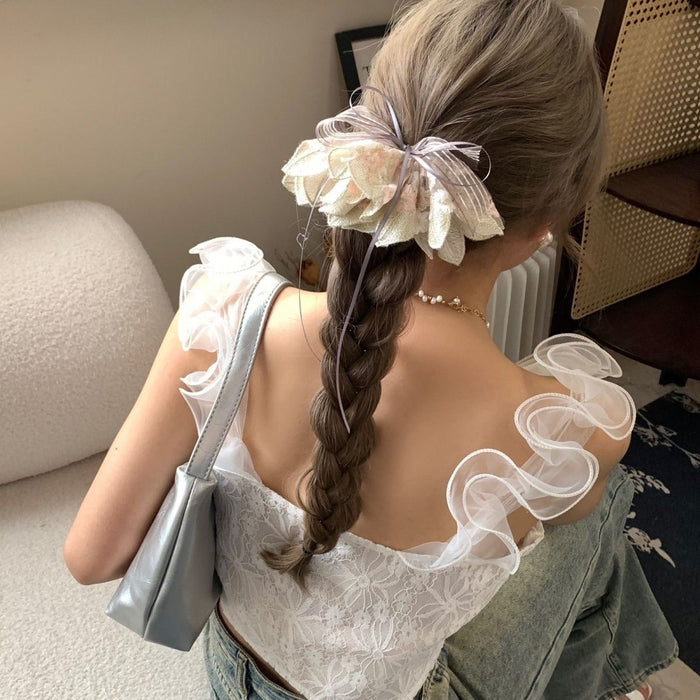 Rhinestone Flower Claw Clip For Elegant Korean Style Updos