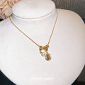 Light Luxury Copper Oval Zircon Pearl Pendant Necklace For Women Vintage Delicate Clavicle Chain view 3