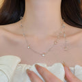 Light Luxury Y Shape Glass Crystal Beaded Geometric Round Pendant Clavicle Necklace view 3
