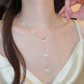 Light Luxury Y Shape Glass Crystal Beaded Geometric Round Pendant Clavicle Necklace view 1