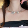 Luxury Old Money Copper Flower Choker Necklace With Sparkling Rhinestones For Women view 3