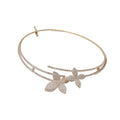 Luxury Old Money Copper Flower Choker Necklace With Sparkling Rhinestones For Women view 5