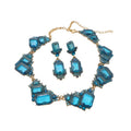 Alloy Irregular Square Rhinestone Necklace Earring Jewelry Set For Women Light Luxury Palace Style view 5