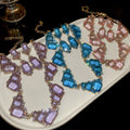 Alloy Irregular Square Rhinestone Necklace Earring Jewelry Set For Women Light Luxury Palace Style view 3