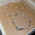 Modern Minimalist Freshwater Pearl Stone Flower Bracelet Ring Jewelry Set For Women view 2