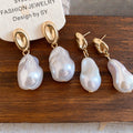 French Vintage Oval Baroque Faux Pearl Stud Earrings With Silver Pins Elegant Light Luxury Jewelry view 2