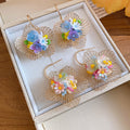 Vacation Style Hollow Floral Woven Faux Pearl Stud Earrings For Women view 4