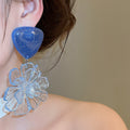 Sweet Floral Resin Flower Stud Earrings With Silver Pins For Summer Vacation Style view 3