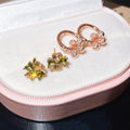14K Gold Plated Copper Zircon Flower Pendant Drop Earrings Light Luxury Sweet Forest Style view 4