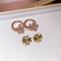 14K Gold Plated Copper Zircon Flower Pendant Drop Earrings Light Luxury Sweet Forest Style view 2
