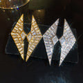 European Style Copper Triangle Zircon Stud Earrings With Silver Posts For Women view 4
