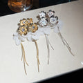 Sweet Vacation Style Resin Flower Zircon Tassel Drop Earrings With Silver Posts view 2
