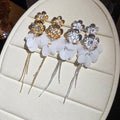 Sweet Vacation Style Resin Flower Zircon Tassel Drop Earrings With Silver Posts view 4