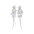 Sweet Vacation Style Resin Flower Zircon Tassel Drop Earrings With Silver Posts view 5