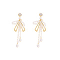 Elegant Rhinestone Bowknot Pearl Tassel Drop Alloy Statement Luxury Fashion Earrings view 5