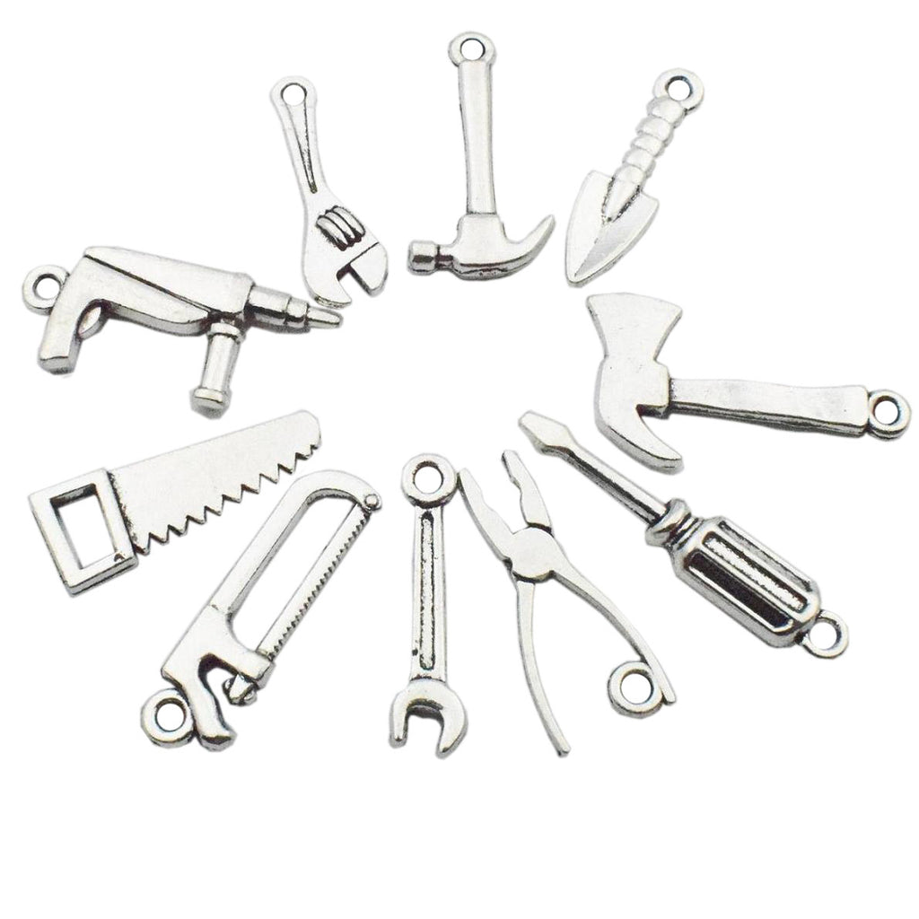Iron Screwdriver Wrench Axe Saw Tool Charm Pendants for DIY Miniature Jewelry Making