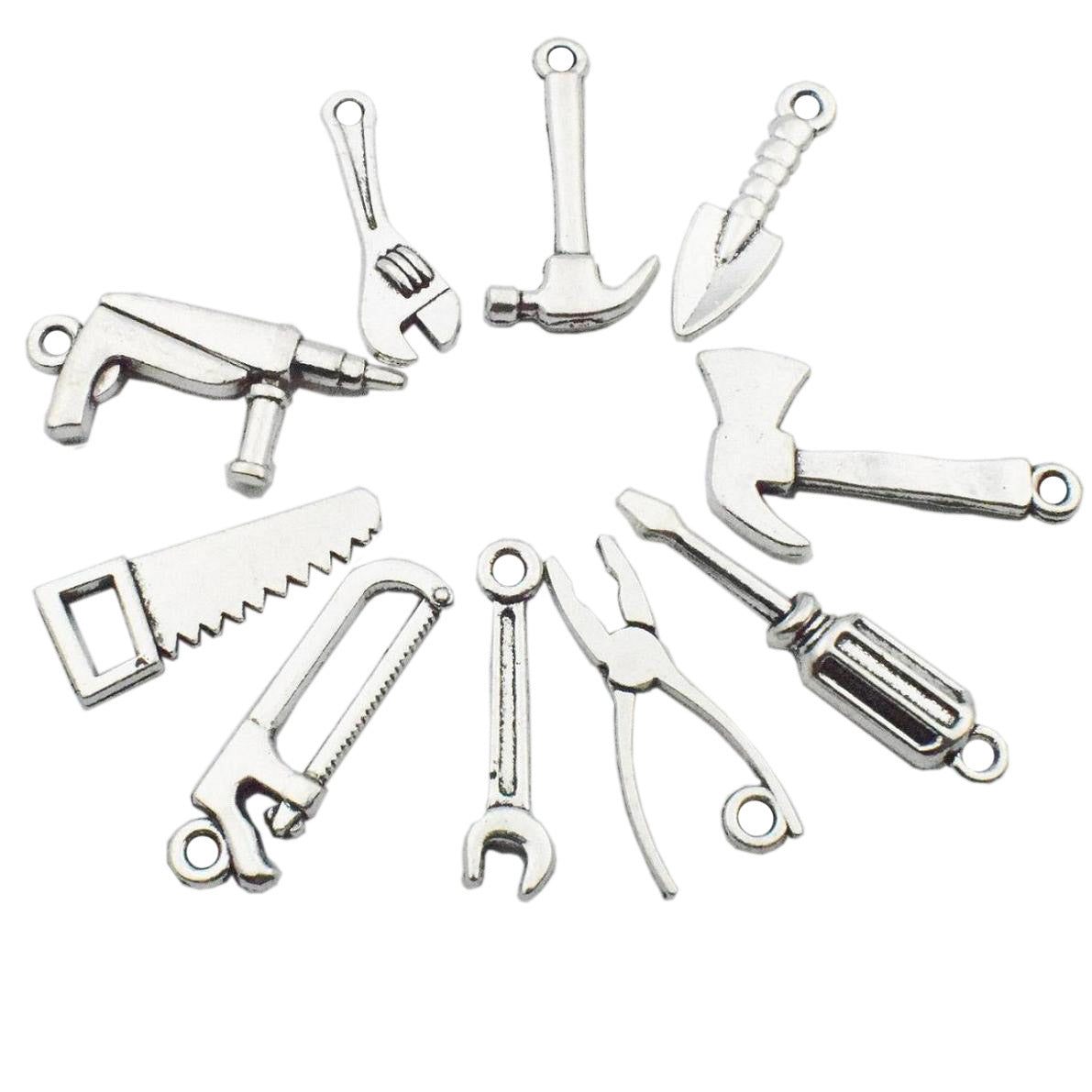 Iron Screwdriver Wrench Axe Saw Tool Charm Pendants for DIY Miniature Jewelry Making