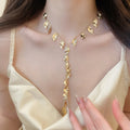 Old Money Iron Leaf Tassel Necklace For Women Light Luxury Minimalist Collarbone Jewelry view 3