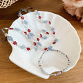 Fresh Summer Glass Crystal Beaded Flower Necklace Bracelet Ring Jewelry Set For Sweet OL Style view 2