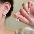 Copper Zircon Star Pleated Stud Earrings With Silver Needle Sweet Playful Style For Women view 3