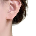 Copper Zircon Star Pleated Stud Earrings With Silver Needle Sweet Playful Style For Women view 5