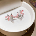 Light Spring Floral Copper Stud Earrings With Silver Pins, Zircon And Enamel Flower Design view 1