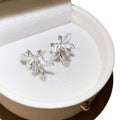Light Spring Floral Copper Stud Earrings With Silver Pins, Zircon And Enamel Flower Design view 5